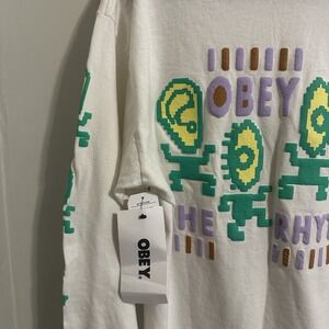 Obey Skate Sweatshirt White Pullover Sweatshirt‎ Crewneck Graphic Logo size S